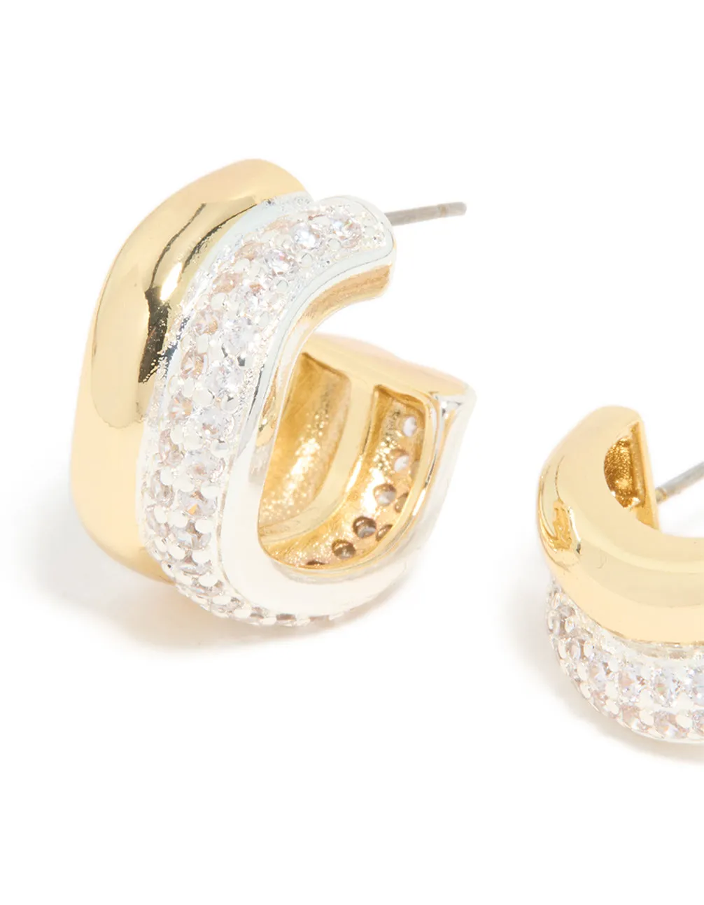 Mixed Metal Plated Cubic Zirconia Double Wave Earrings sold by lovisa product image thumbnail 2