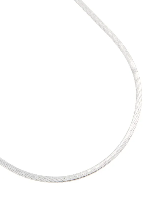 Waterproof Stainless Steel Fine Flat Snake Chain Necklace made by lovisa