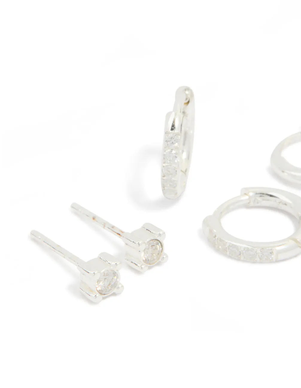 Waterproof Stainless Steel Diamante Stud & Huggie Earrings 3-Pack sold by lovisa product image thumbnail 4