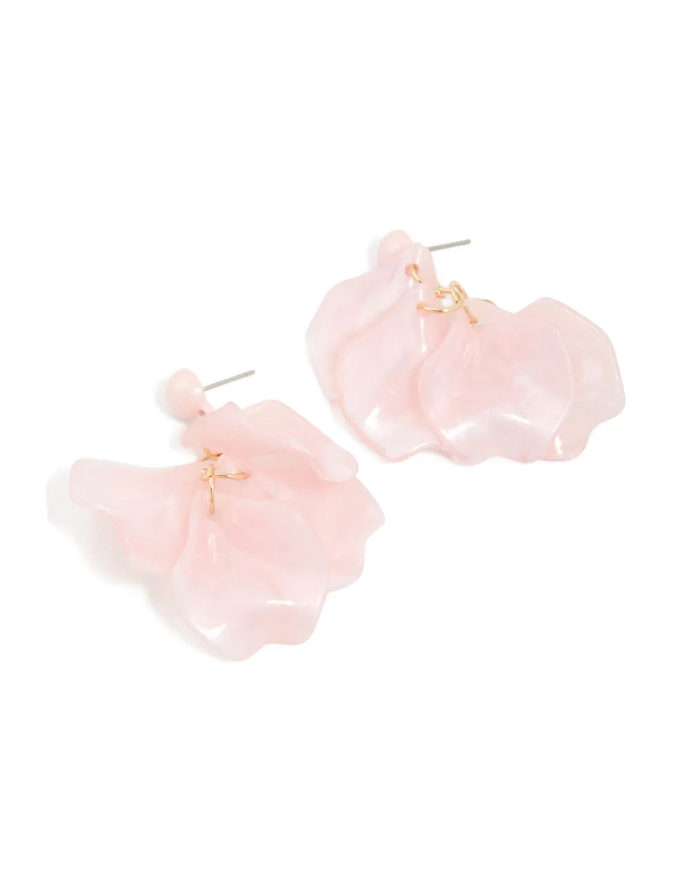 Gold Pink Pearlised Petal Flower Drop Earrings sold by lovisa
