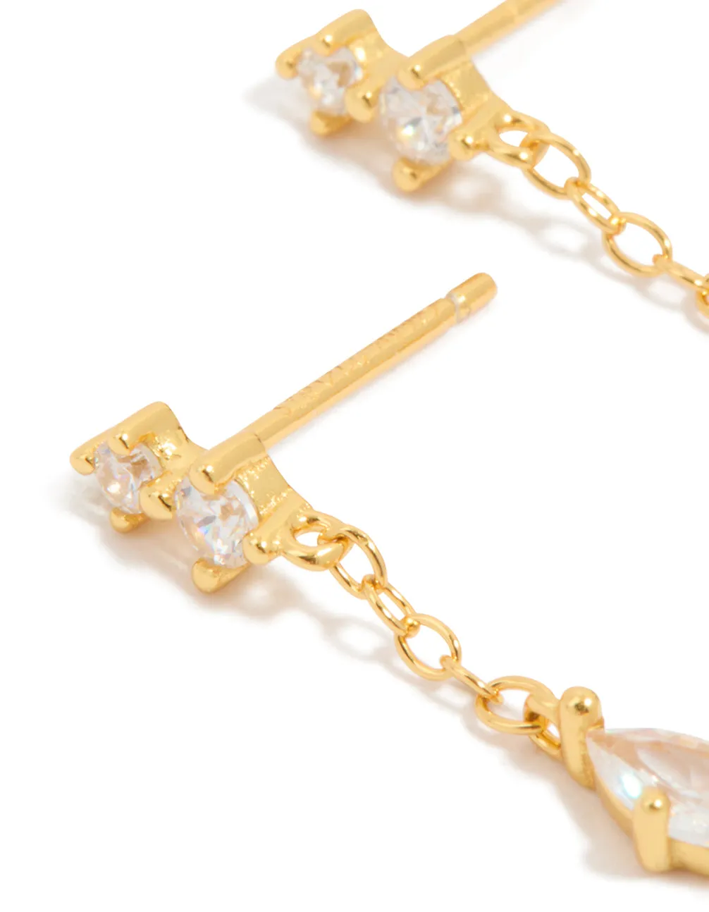 Gold Plated Sterling Silver Cubic Zirconia Drop Chain Earrings sold by lovisa product image thumbnail 4