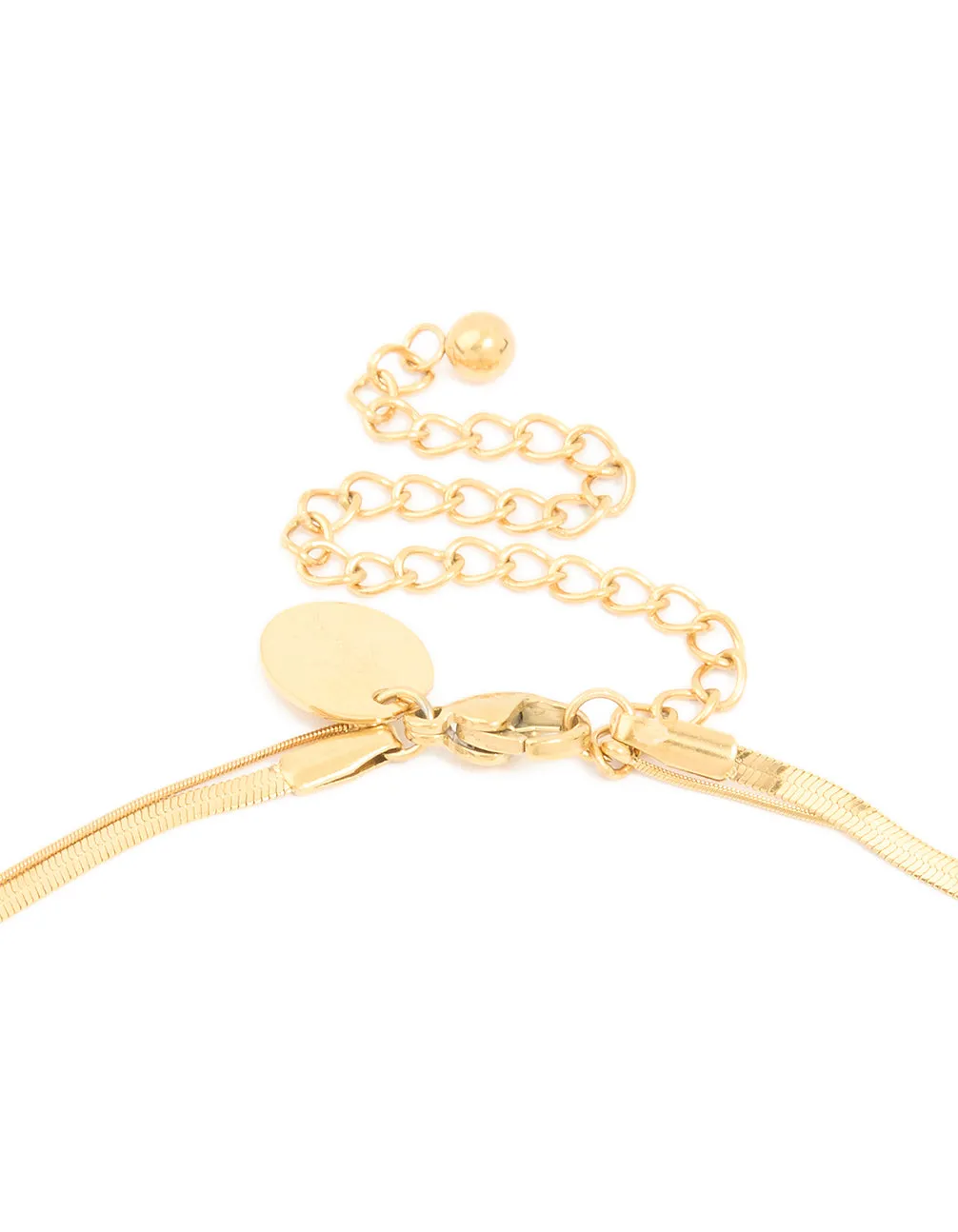 Waterproof Gold Plated Stainless Steel Cubic Zirconia & Snake Chain Layered Necklace sold by lovisa product image thumbnail 3