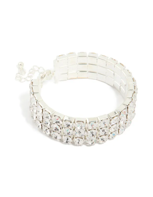 Silver Diamante Statement Bracelet made by lovisa