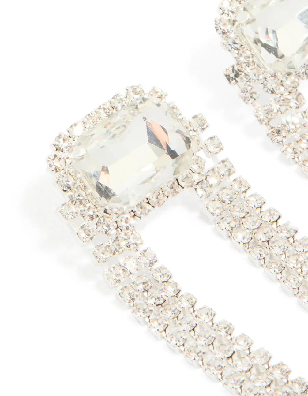 Silver Diamante & Layered Chain Drop Earrings sold by lovisa product image thumbnail 2