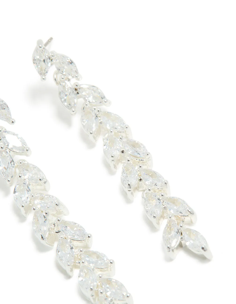 Silver Plated Cubic Zirconia Leaf Detail Drop Earrings sold by lovisa product image thumbnail 4