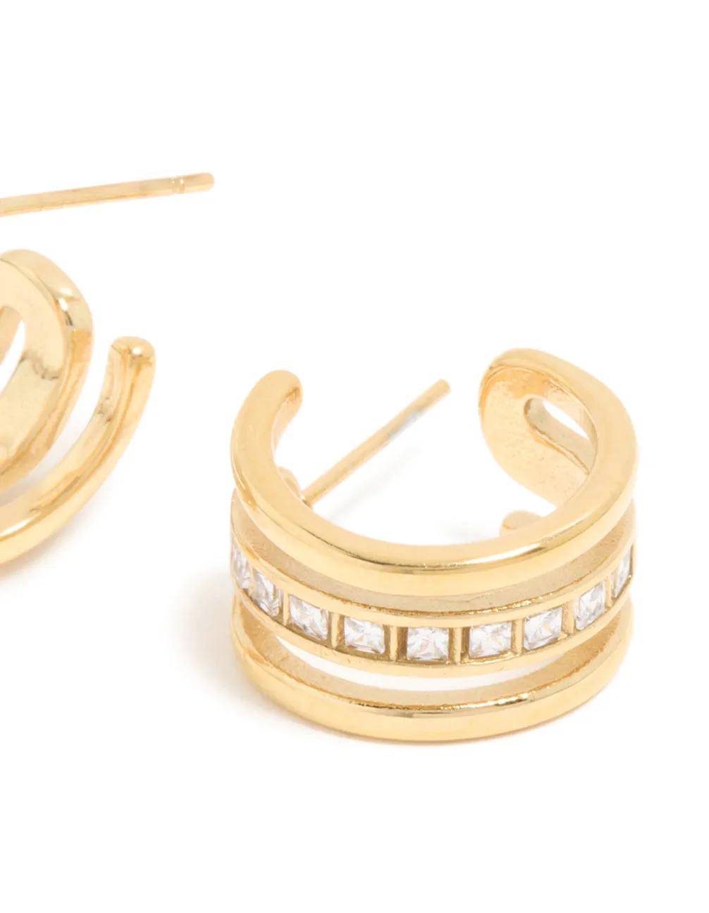 Waterproof Gold Plated Stainless Steel Cubic Zirconia Illusion Hoop Earrings sold by lovisa product image thumbnail 5