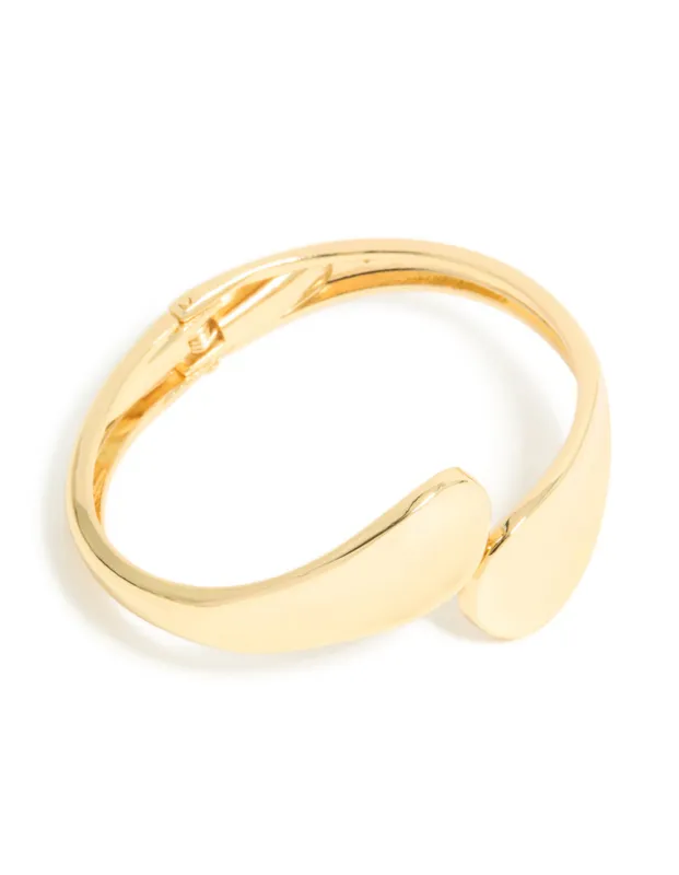 Gold Plated Curved Wrapped Hinged Bangle sold by lovisa