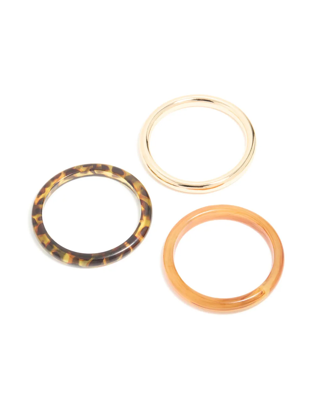 Gold & Brown Acrylic Bangles 3-Pack sold by lovisa