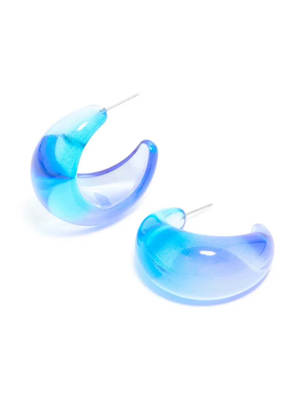 Light & Dark Blue Ombre Translucent Round oPEN Hoop Earrings sold by lovisa