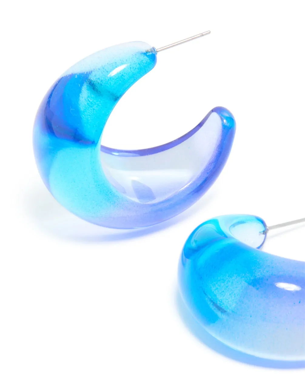 Light & Dark Blue Ombre Translucent Round oPEN Hoop Earrings sold by lovisa product image thumbnail 4