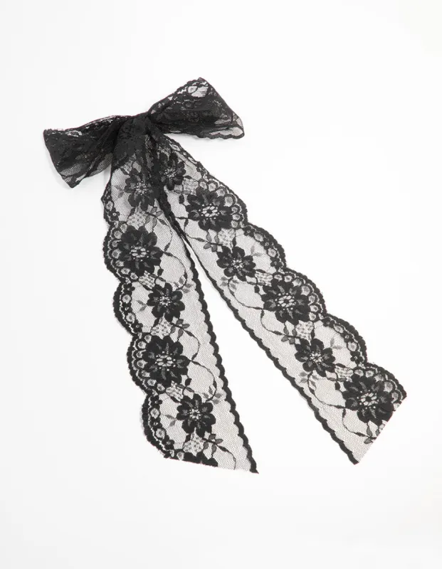Medium Lace Fabric Bow Clip sold by lovisa