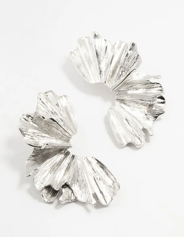 Silver Etched Half Flower Drop Earrings sold by lovisa
