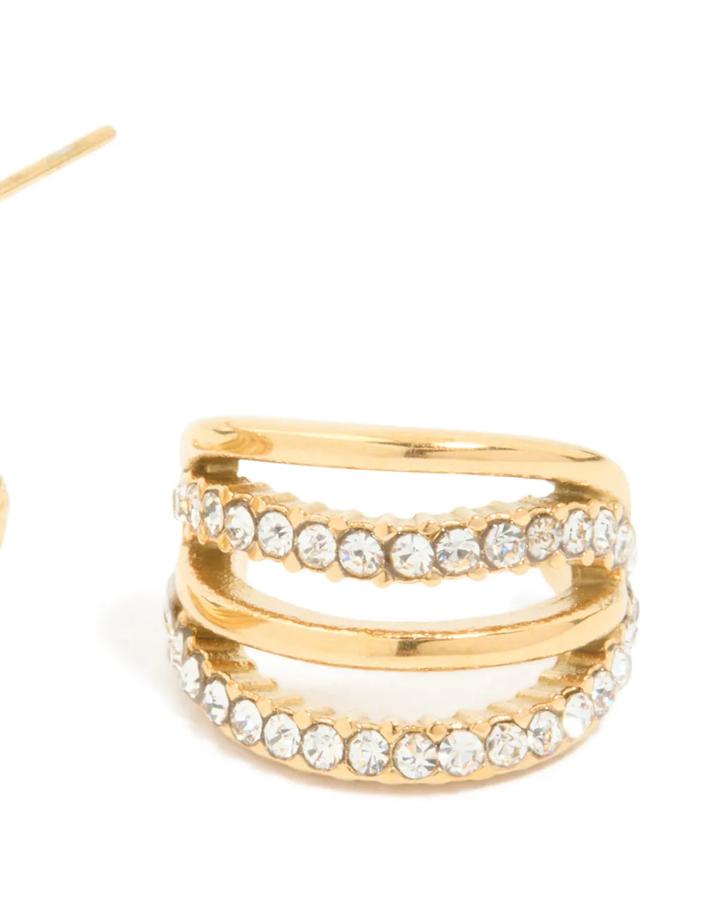 Waterproof Gold Plated Stainless Steel Cubic Zirconia Pave 4-Row Illusion Hoop Earrings sold by lovisa product image thumbnail 5