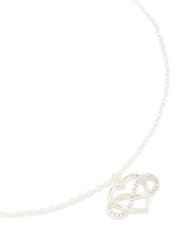 Silver Diamante Open Heart Infinity Pendant Necklace sold by lovisa