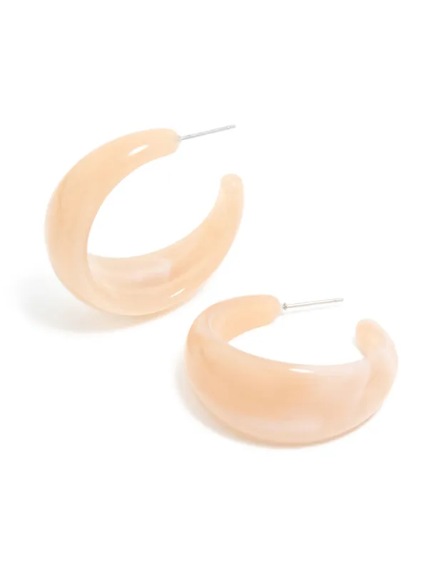 Neutral Marbled Acrylic Hoop Earrings made by lovisa