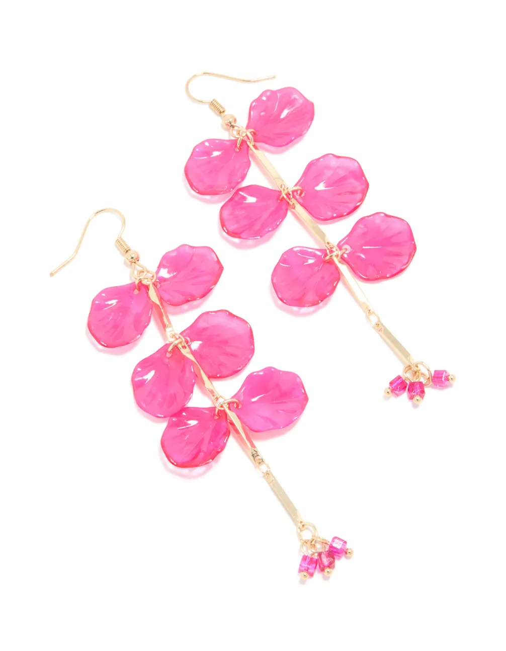 Gold Pink Acrylic Petals Drop Earrings sold by lovisa