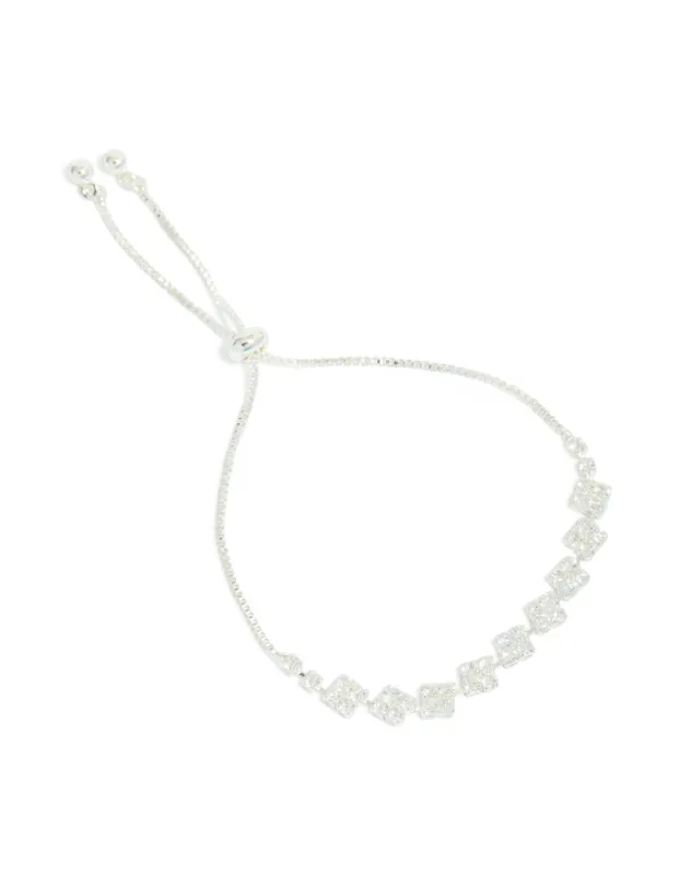 Silver Plated Cubic Zirconia Flower Detail Toggle Bracelet sold by lovisa