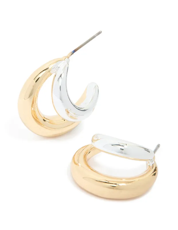 Mixed Metal Plated Large Illusion Hoop Earrings sold by lovisa