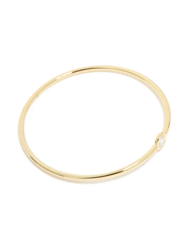 Gold Plated Cubic Zirconia Circle Bezel Bangle made by lovisa