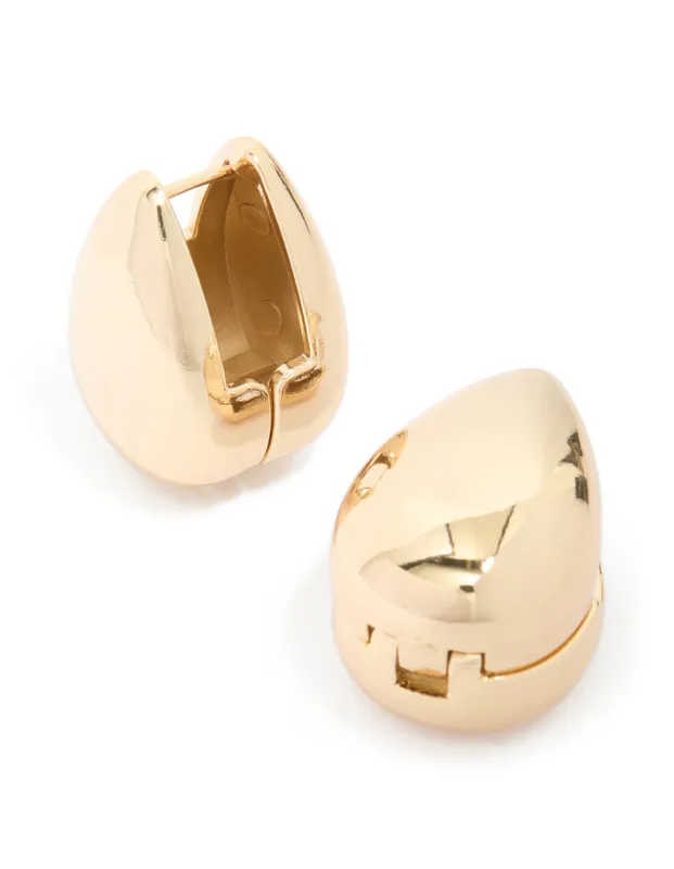 Waterproof Gold Plated Stainless Steel Oval Front & Back Hoop Earrings made by lovisa