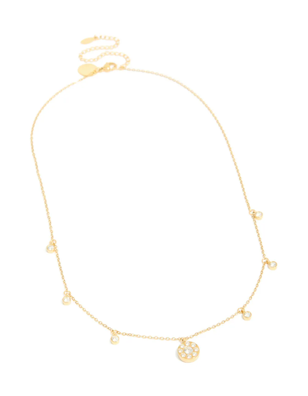 Waterproof Gold Plated Stainless Steel Cubic Zirconia Droplet Pendant Necklace sold by lovisa product image thumbnail 2