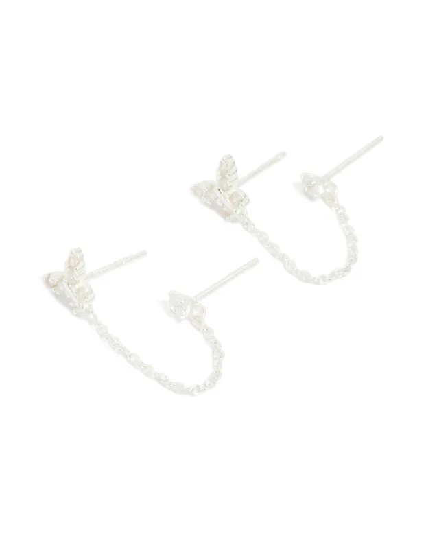 Sterling Silver Chain Double Stud Earrings made by lovisa