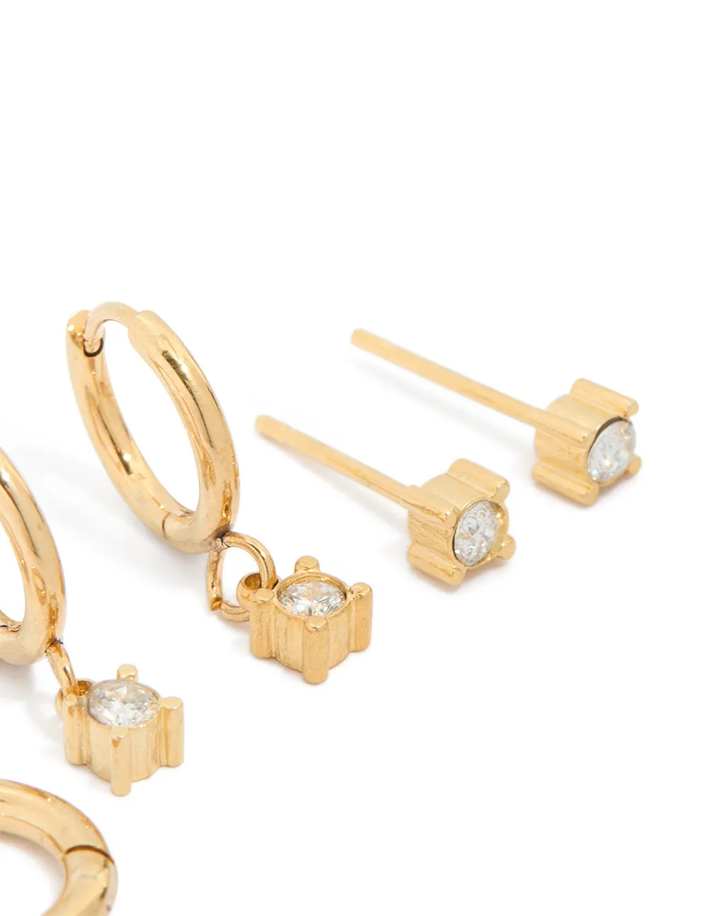 Waterproof Gold Plated Stainless Steel Diamante Earrings 3-Pack sold by lovisa product image thumbnail 3