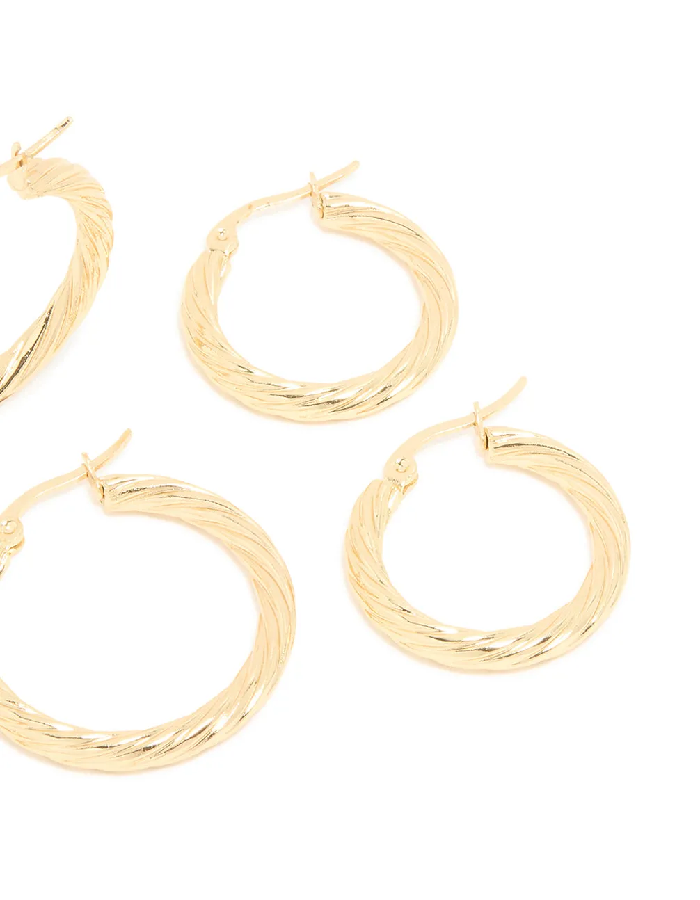 Waterproof Gold Plated Stainless Steel Twisted Hoop Earrings 3-Pack sold by lovisa product image thumbnail 5