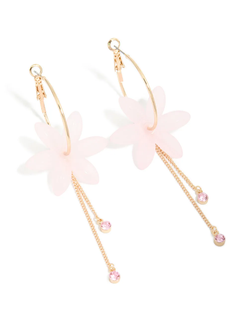 Gold Plated Flower Chain Diamante Drop Earrings sold by lovisa product image thumbnail 2