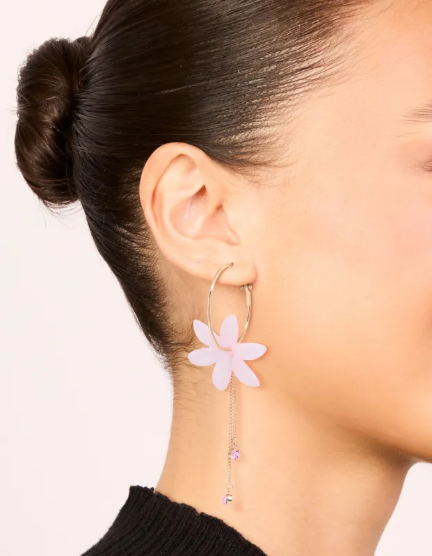 Gold Plated Flower Chain Diamante Drop Earrings made by lovisa