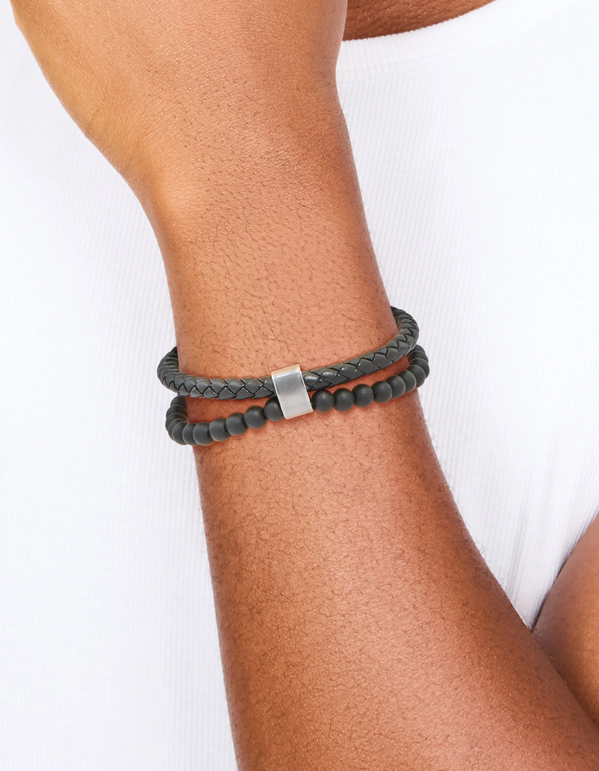 Mens Waterproof Stainless Steel Braided & Beaded Bracelet sold by lovisa product image thumbnail 2