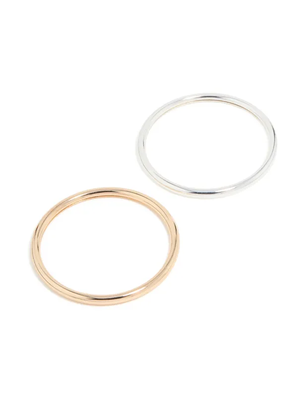 Mixed Metal Smooth Bangles 2-Pack made by lovisa