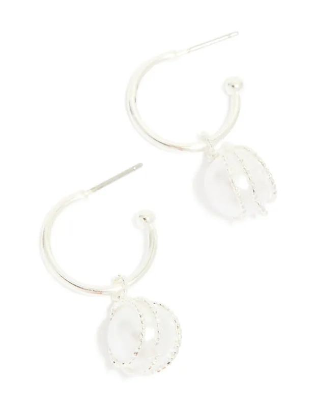 Silver Pearl Wire Wrapped Hoop Earrings made by lovisa