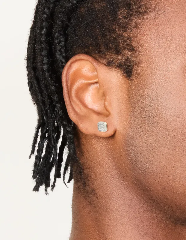 Mens Waterproof Stainless Steel Square Cubic Zirconia Stud Earrings made by lovisa