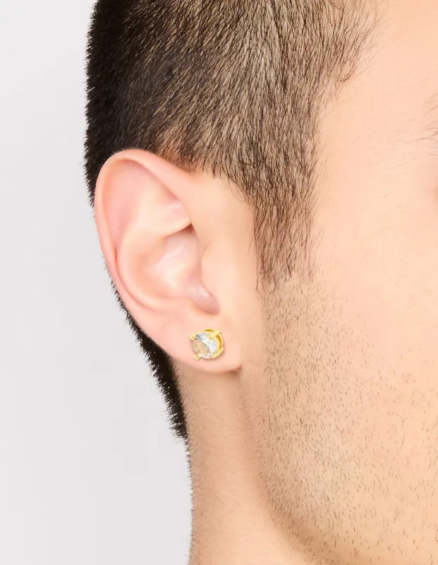 Mens Waterproof Stainless Steel Large Round Cubic Zirconia Stud Earrings made by lovisa