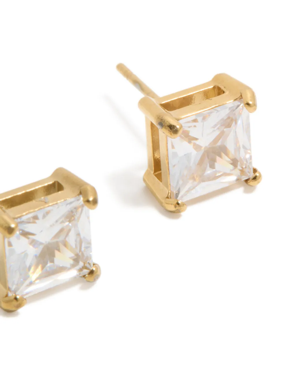 Mens Waterproof Gold Plated Stainless Steel Large Square Cubic Zirconia Stud Earrings sold by lovisa product image thumbnail 3