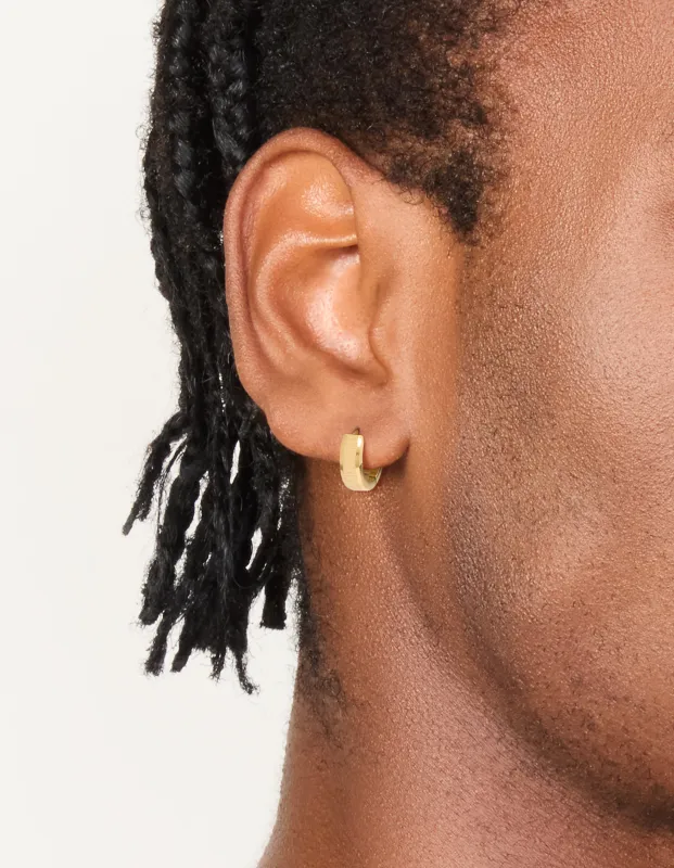 Mens Waterproof Gold Plated Stainless Steel Brushed Huggie Earrings made by lovisa