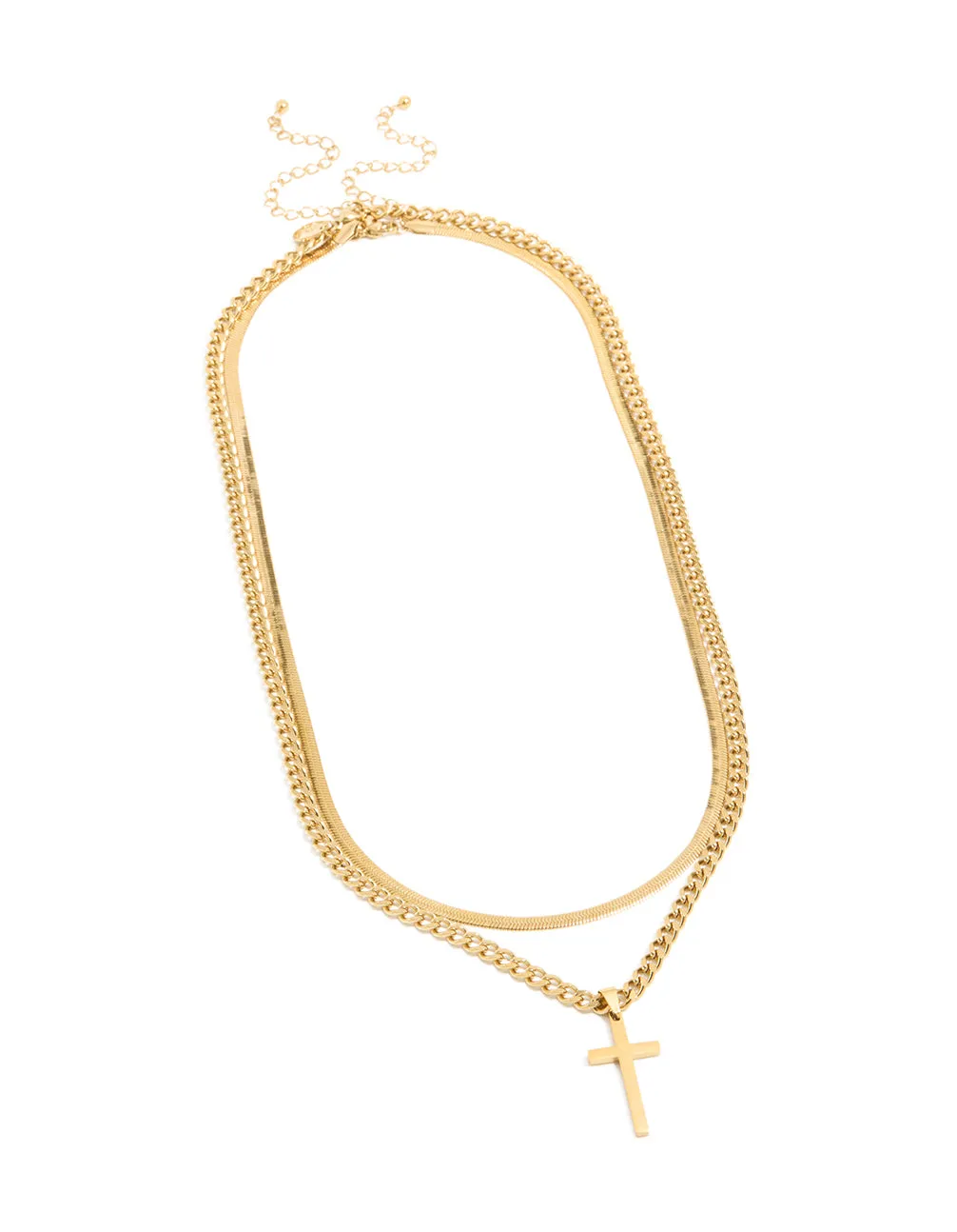 Mens Waterproof Gold Plated Stainless Steel Cross & Snake Chain Layered Necklace sold by lovisa product image thumbnail 2