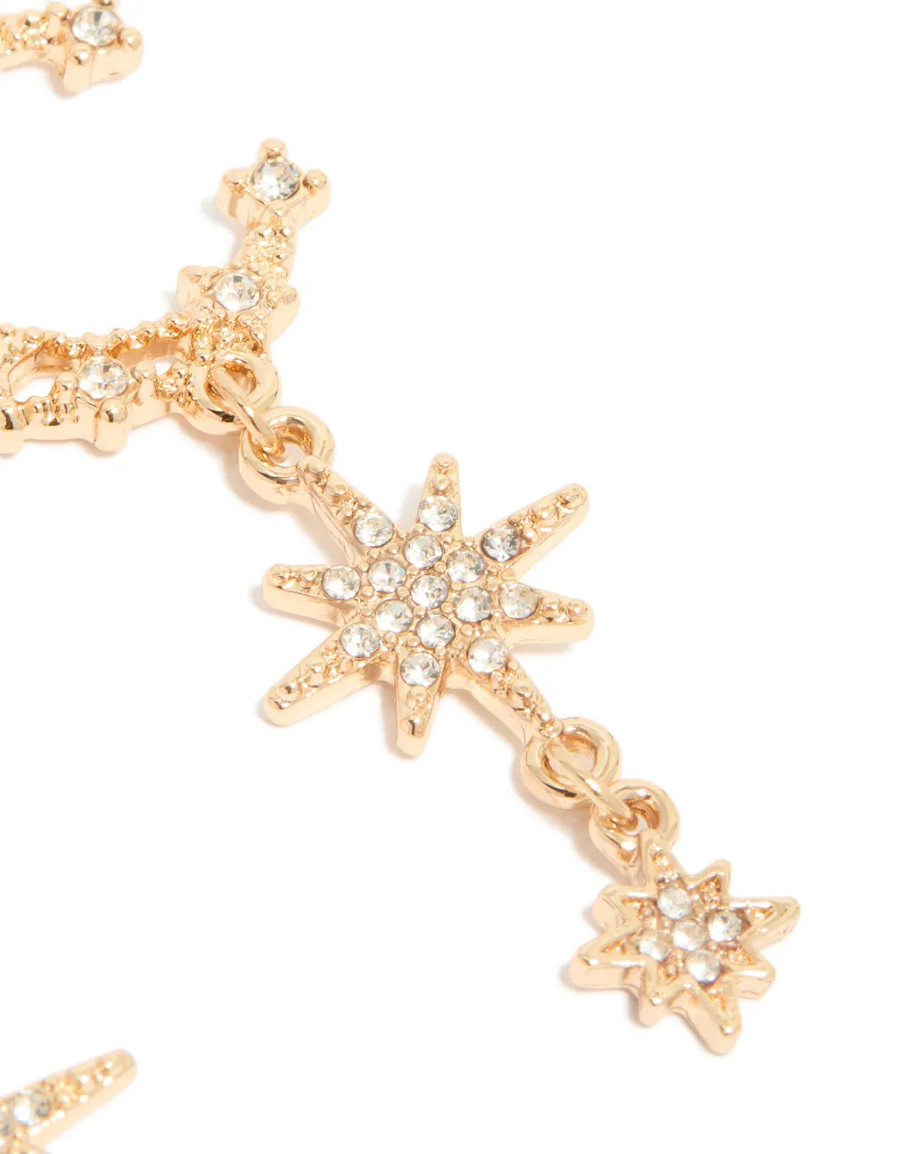 Gold Diamante Moon & Star Celestial Drop Earrings sold by lovisa product image thumbnail 5