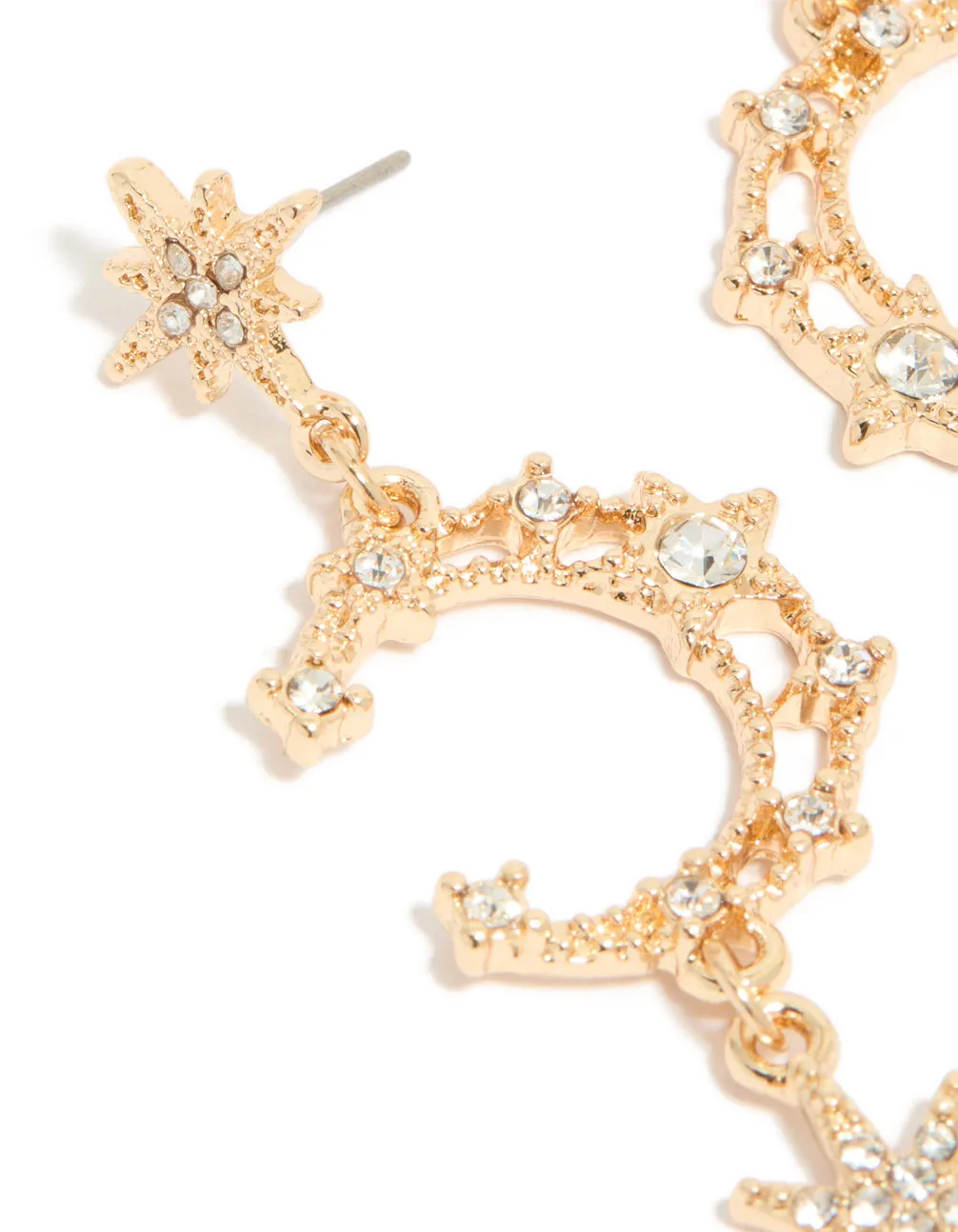 Gold Diamante Moon & Star Celestial Drop Earrings sold by lovisa product image thumbnail 4