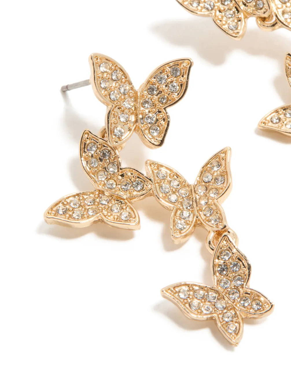 Gold Diamante Butterfly Drop Earrings sold by lovisa product image thumbnail 4