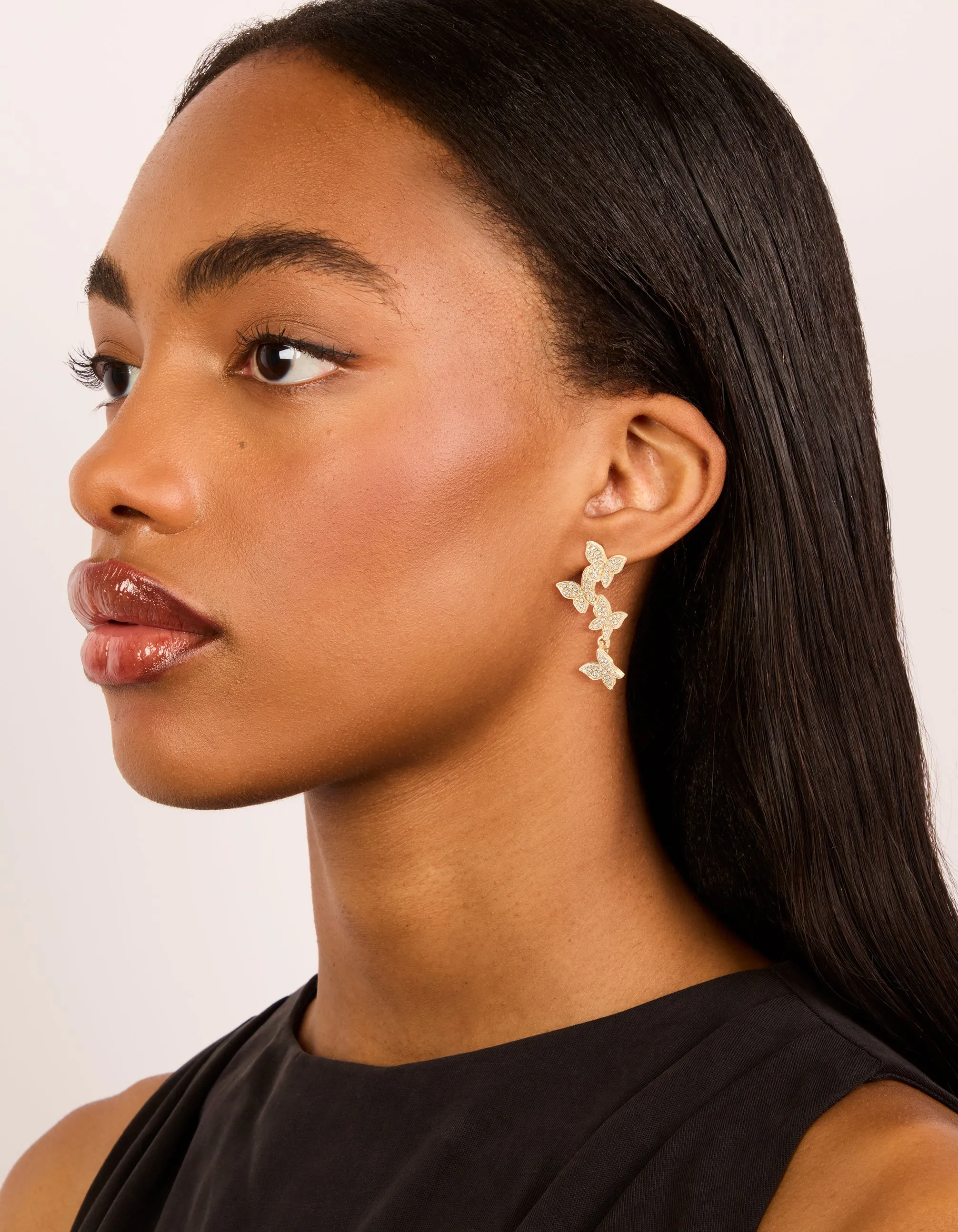 Gold Diamante Butterfly Drop Earrings sold by lovisa product image thumbnail 3