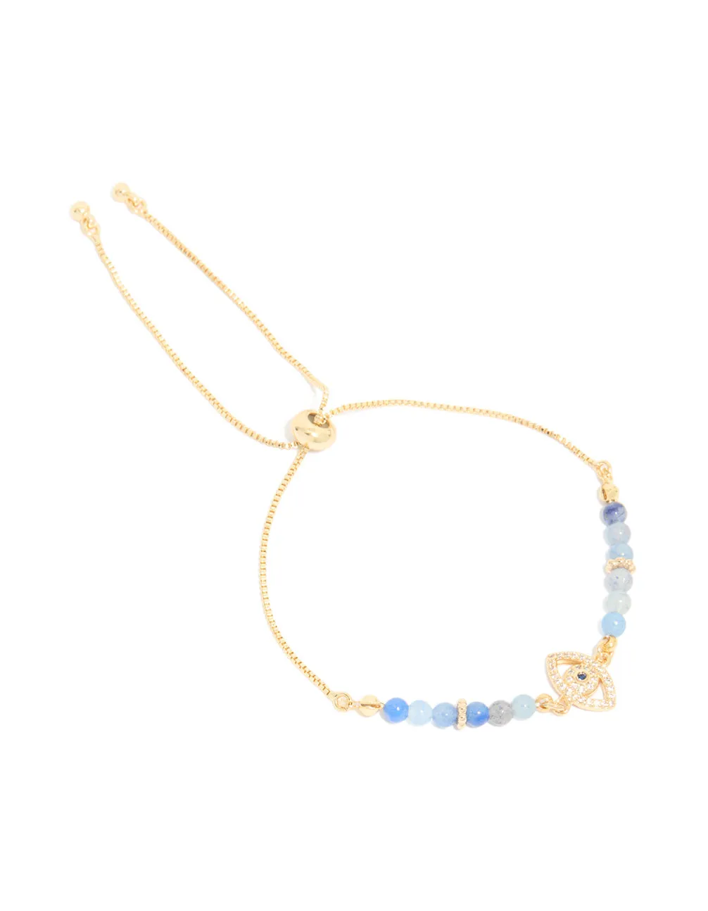 Gold Plated Blue Cubic Zirconia Evil Eye & Blue Beaded Toggle Bracelet sold by lovisa product image thumbnail 2