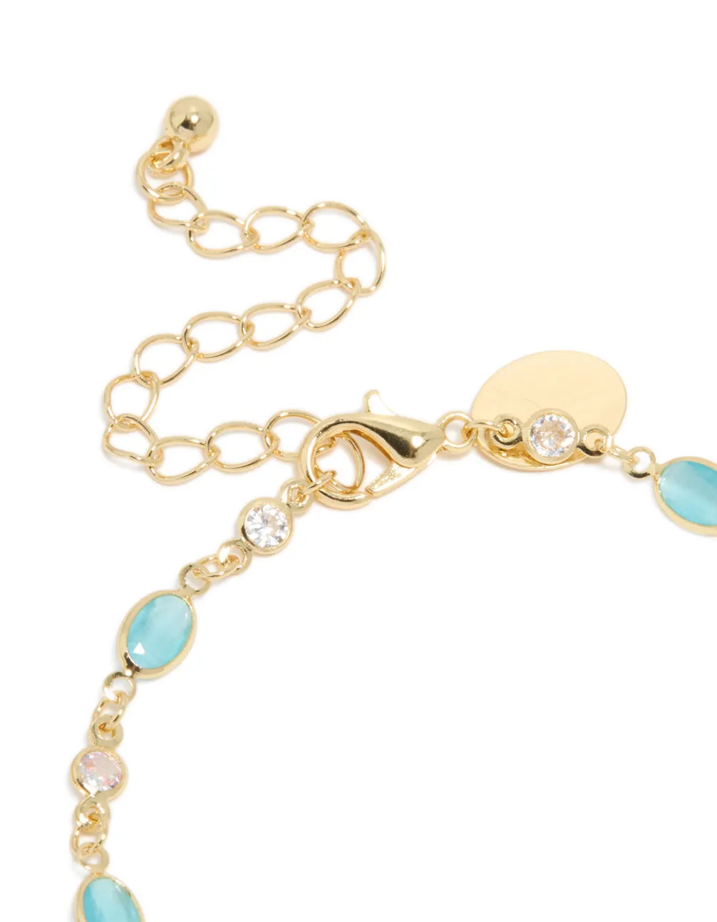 Gold Plated Blue & Clear Cubic Zirconia Oval Bracelet sold by lovisa product image thumbnail 3