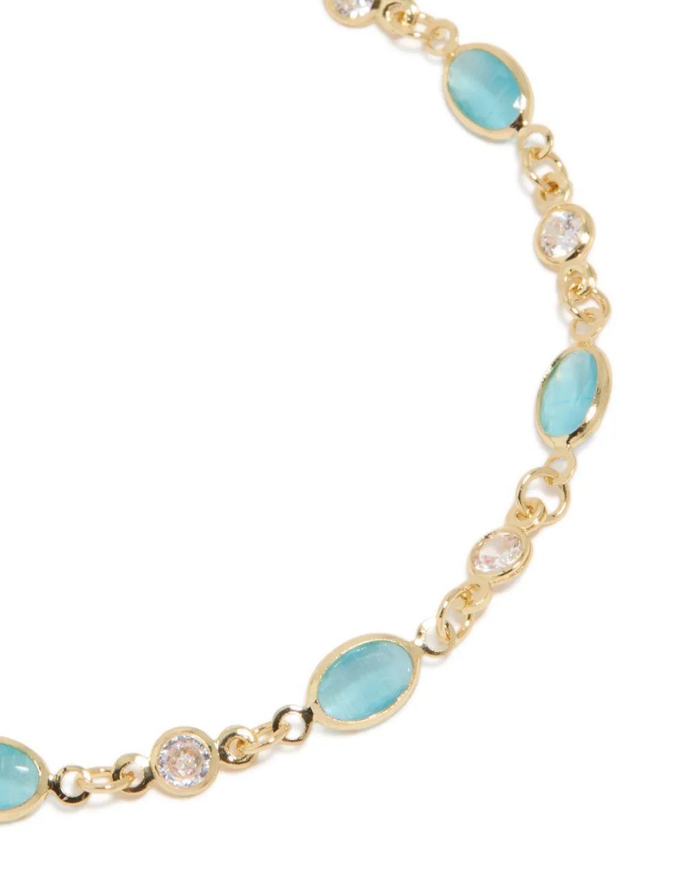 Gold Plated Blue & Clear Cubic Zirconia Oval Bracelet sold by lovisa product image thumbnail 2