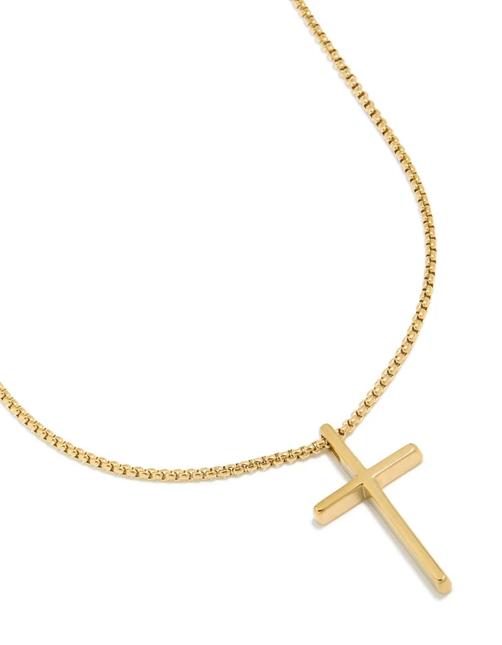 Mens Gold Plated Stainless Steel Cross Pendant Necklace sold by lovisa
