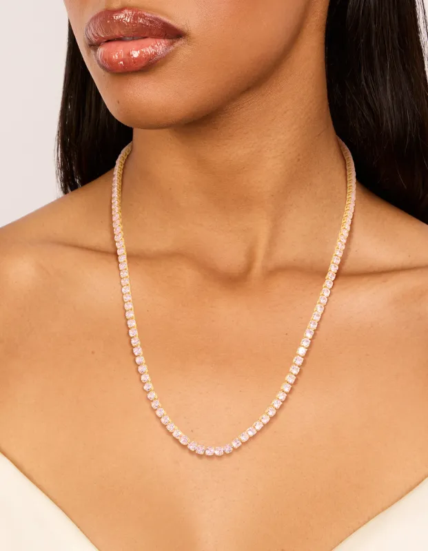 Gold Dainty Cubic Zirconia Tennis Necklace made by lovisa