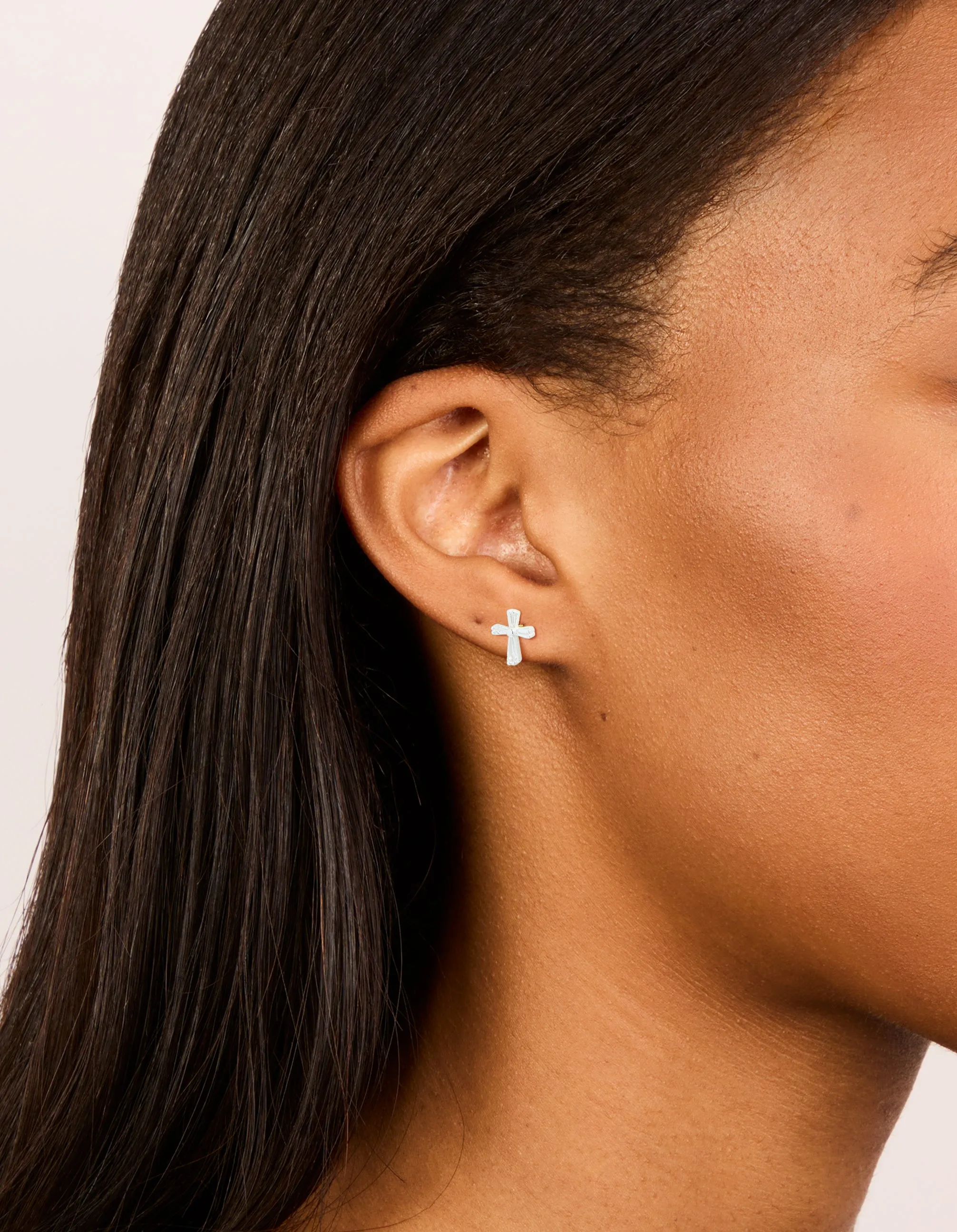 Sterling Silver Cubic Zirconia Cross Stud Earrings sold by lovisa