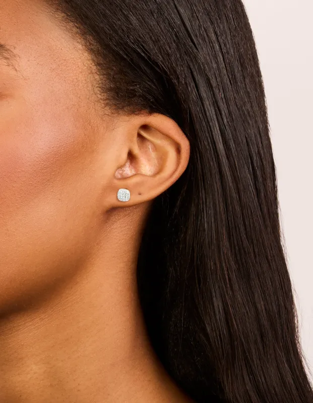 Sterling Silver Cubic Zirconia Square Stud Earrings made by lovisa