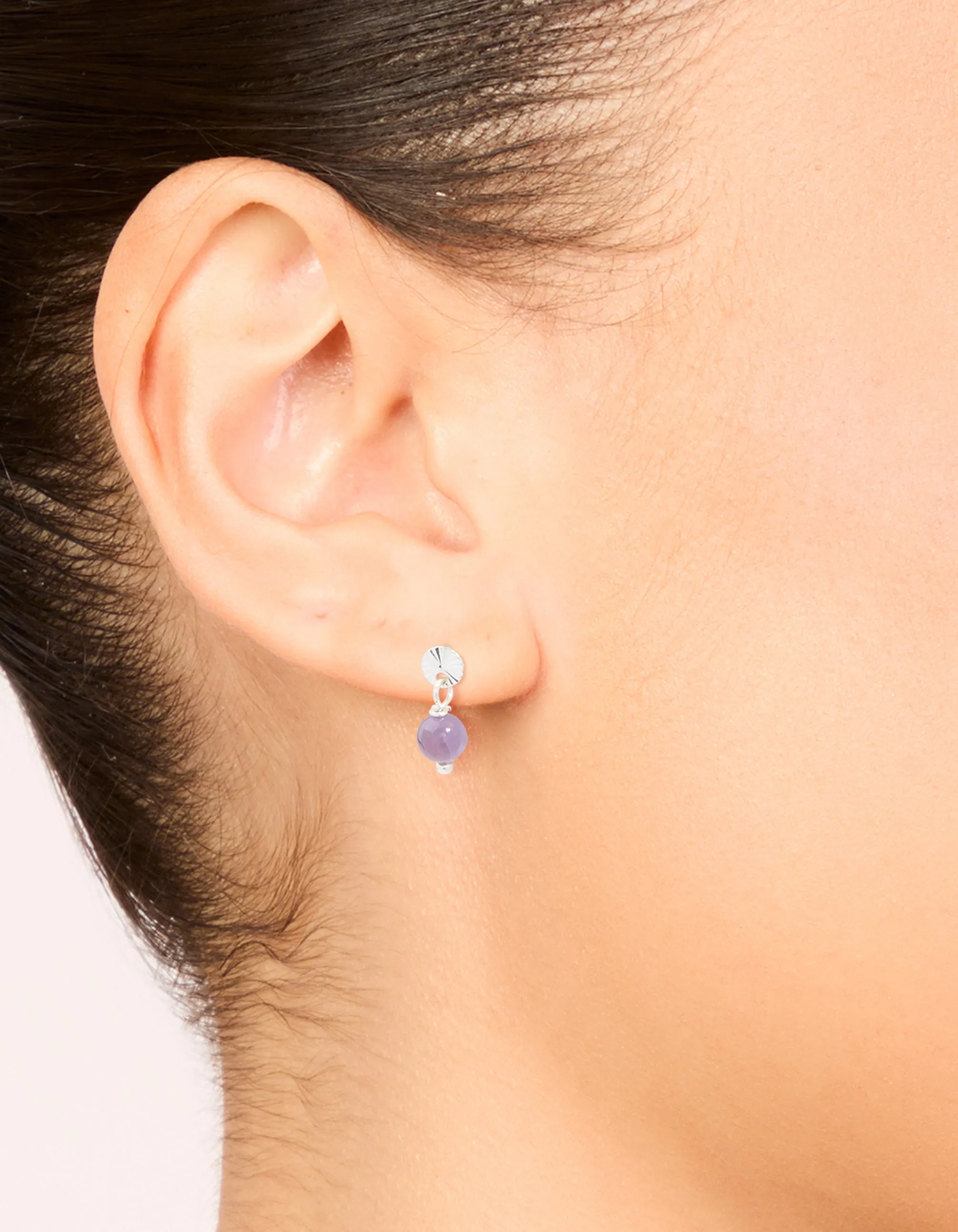 Sterling Silver Amethyst Semi-Precious Stone Drop Earrings sold by lovisa product image thumbnail 2